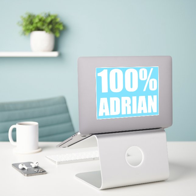 100 percent Adrian name Sticker (Laptop On Desk)