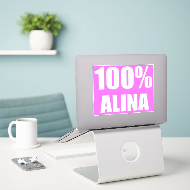 100 percent Alina name Sticker (Laptop On Desk)