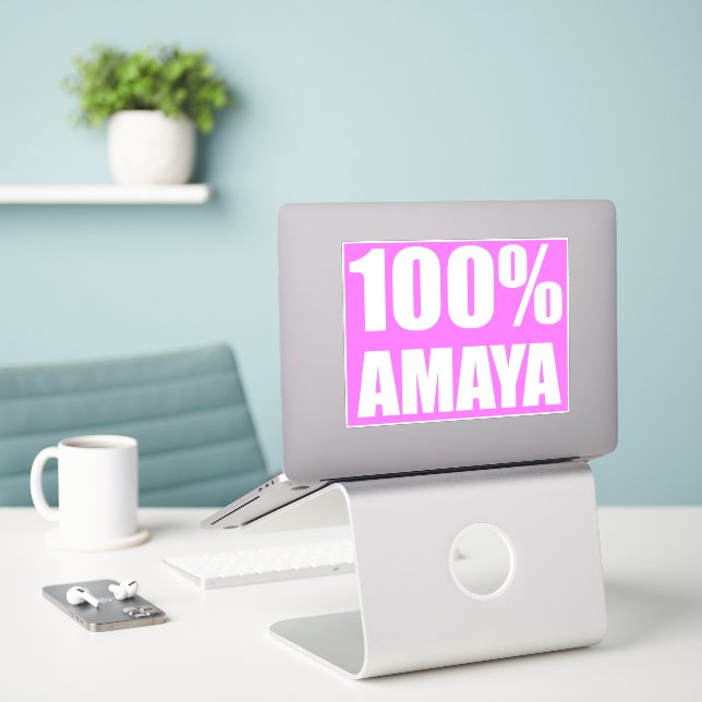100 percent Amaya name Sticker (Laptop On Desk)