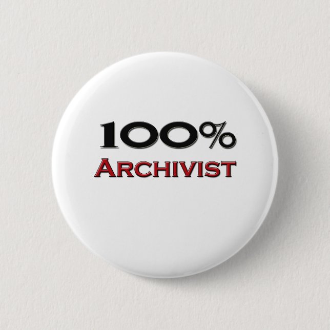 100 Percent Archivist Pinback Button (Front)