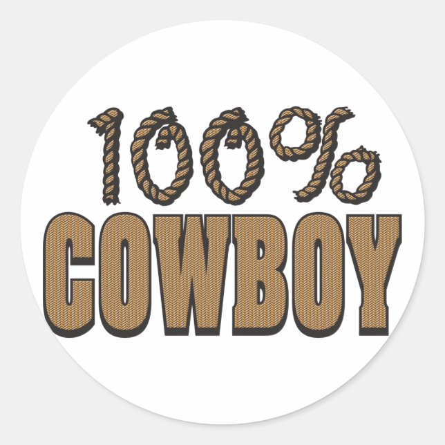 100 Percent Cowboy Classic Round Sticker (Front)
