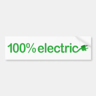 100 Percent Electric Car Vehicle EV Bumper Sticker