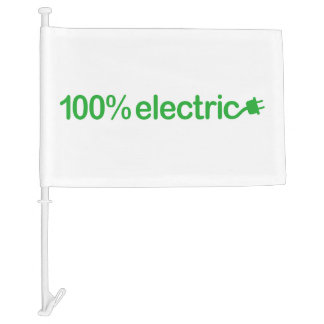 100 Percent Electric Car Vehicle EV Flag