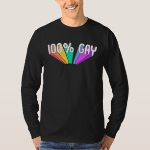 100 Percent Gay Pride Flag Rainbow Colors Retro Vi T-Shirt