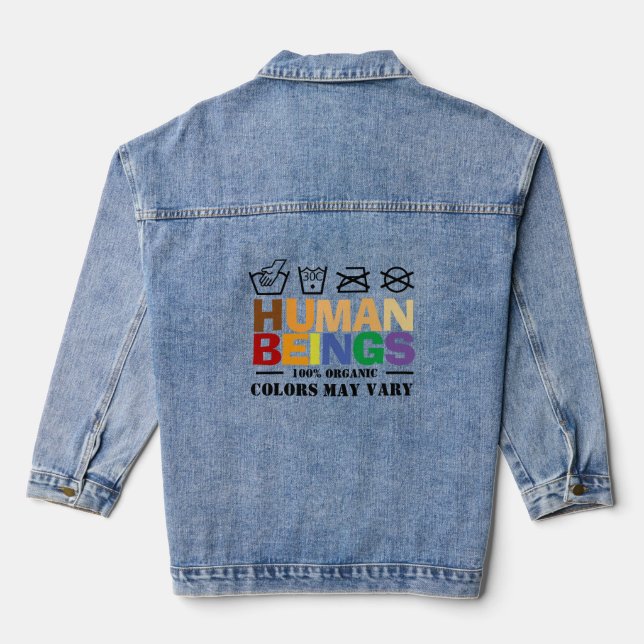 100 percent human colors may vary equality denim jacket (Back)