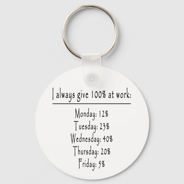 100 percent in office keychain (Front)
