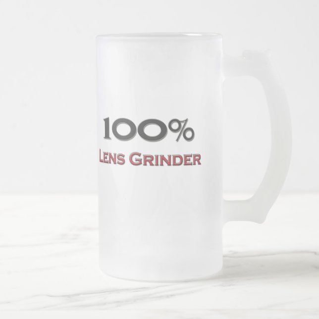 100 Percent Lens Grinder Frosted Glass Beer Mug (Right)