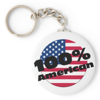 100 Percent Pure American on USA Flag keychain
