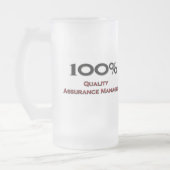 100 Percent Quality Assurance Manager Frosted Glass Beer Mug (Left)