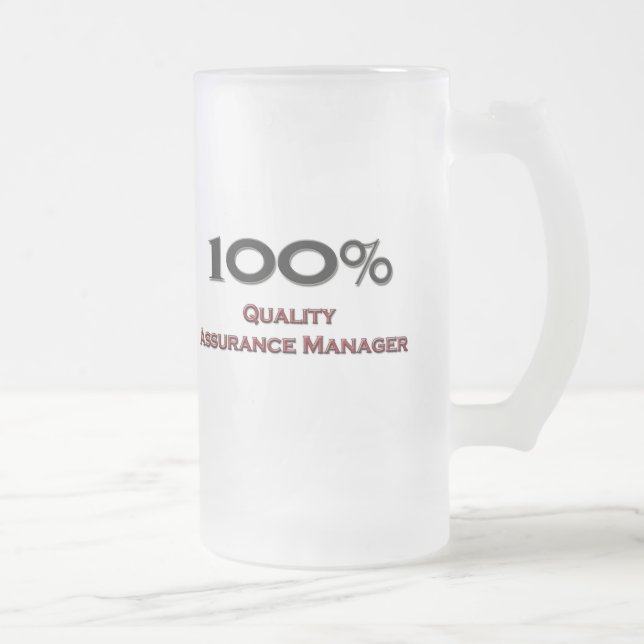 100 Percent Quality Assurance Manager Frosted Glass Beer Mug (Right)