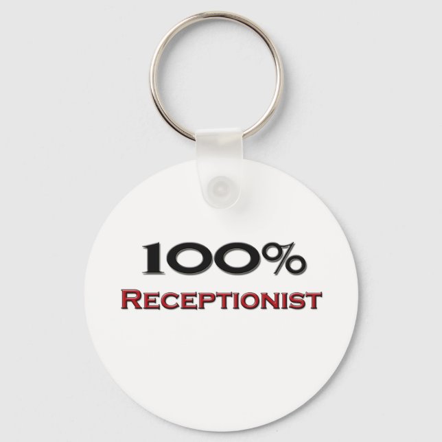 100 Percent Receptionist Keychain (Front)