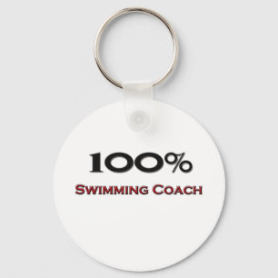 100 Percent Swimming Coach Keychain