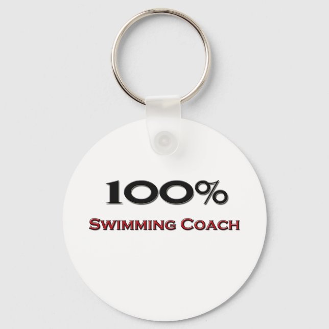 100 Percent Swimming Coach Keychain (Front)