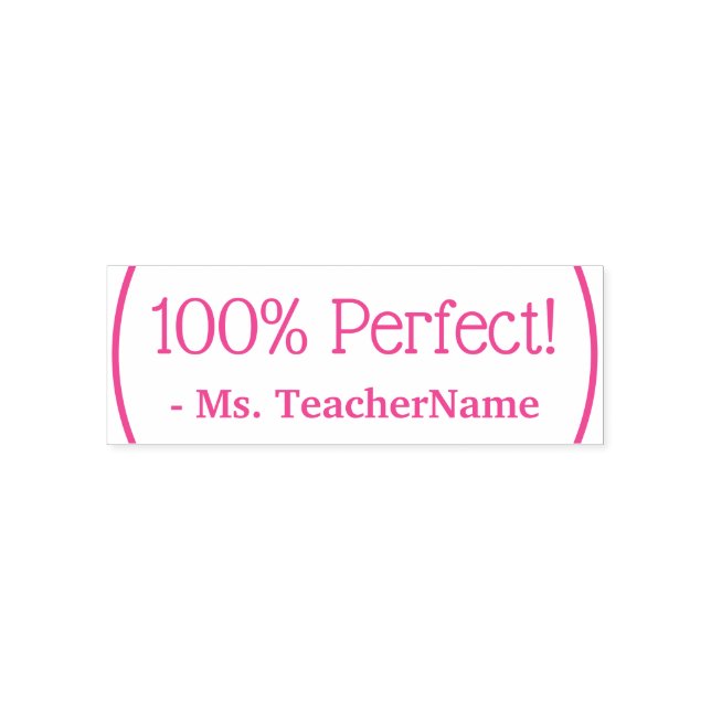 "100% Perfect!" Educator Feedback Rubber Stamp (Design)