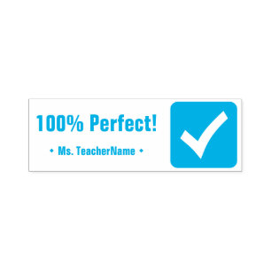 "100% Perfect!" + Educator's Name Rubber Stamp