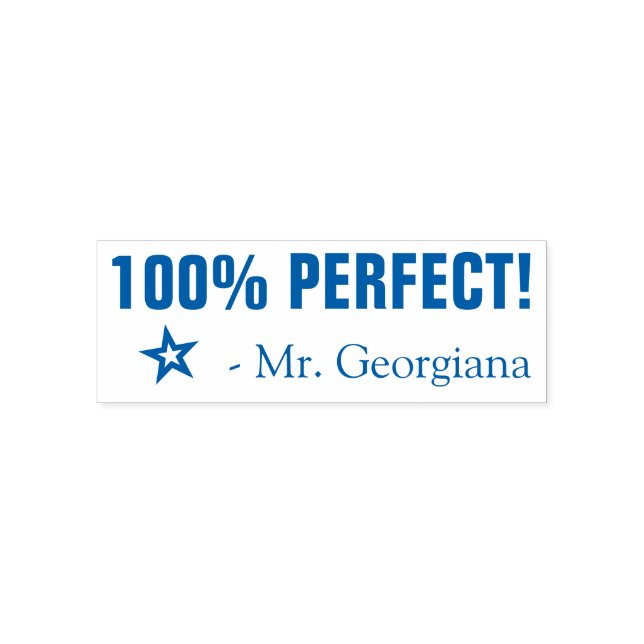 "100% PERFECT!" Teacher Rubber Stamp (Design)