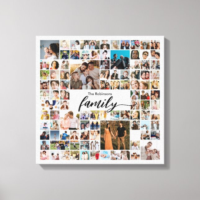 100 Photo Collage Custom Family Pictures Canvas Print (Front)