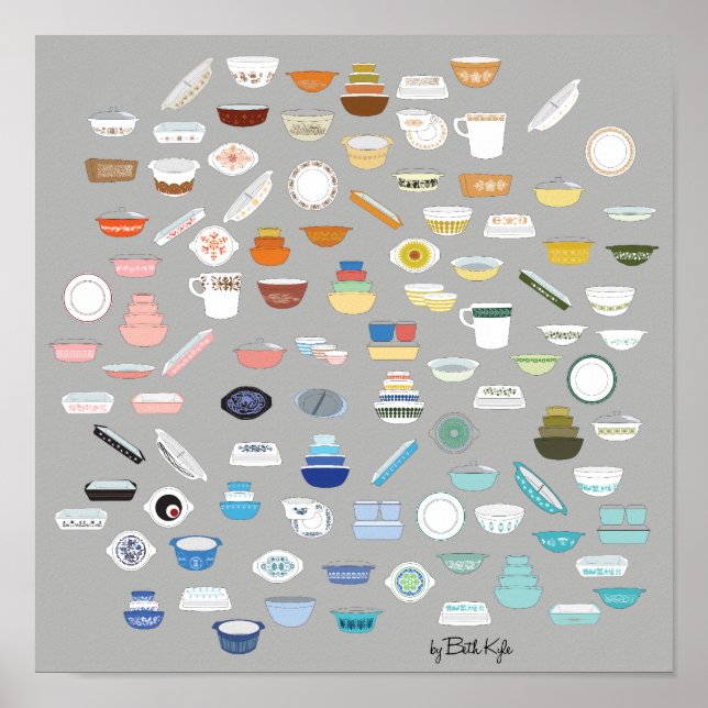100 Pieces of Pyrex - Dark Gray Poster (Front)