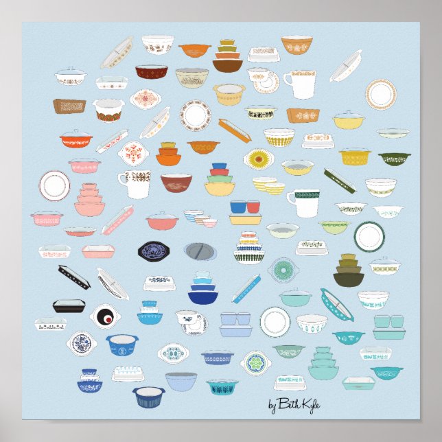 100 Pieces of Pyrex - Light Blue Poster (Front)