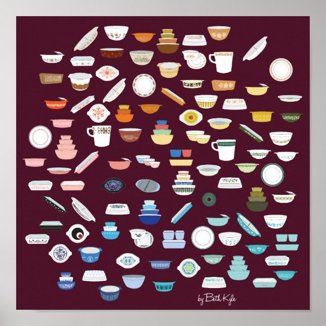 100 Pieces of Pyrex - Maroon Poster (Front)