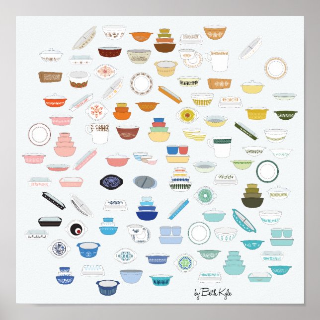 100 Pieces of Pyrex - White/Light Gray Poster (Front)
