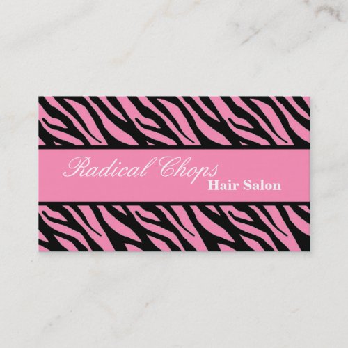 100 Pink Black Zebra Print Pattern Business Card