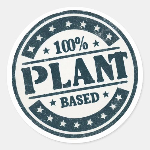 100 plant based vegan design classic round sticker