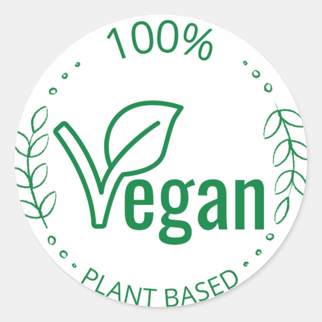100% Plant based Vegan sticker  (Front)