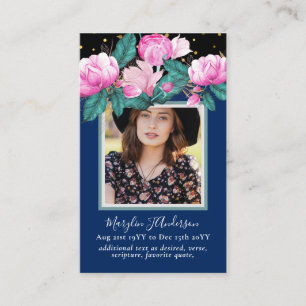 100 Pretty Floral Prayer Funeral Memorial PHOTO Business Card
