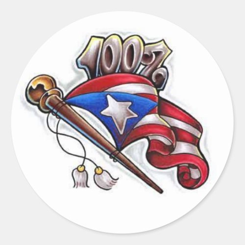 100 puertorican classic round sticker