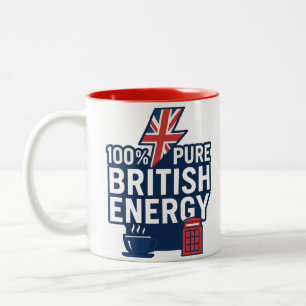 100% Pure British Energy Funny UK Pride Two-Tone Coffee Mug