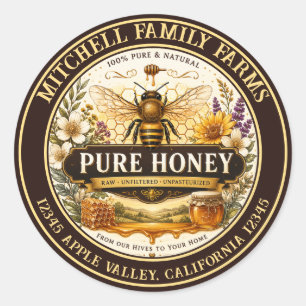 100% Pure Honey Classic Round Sticker