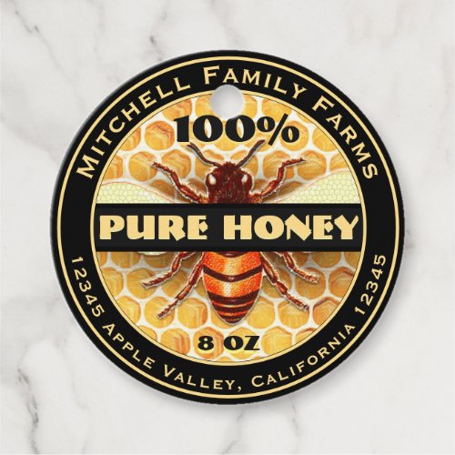 100 Pure Honey Favor Tags