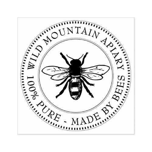 100 Pure Made By Bees Apiary Stamp Heraldic Bee