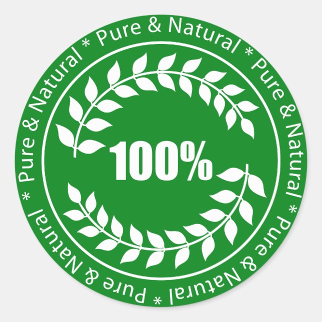 100% Pure & Natural Sign Sticker (Front)