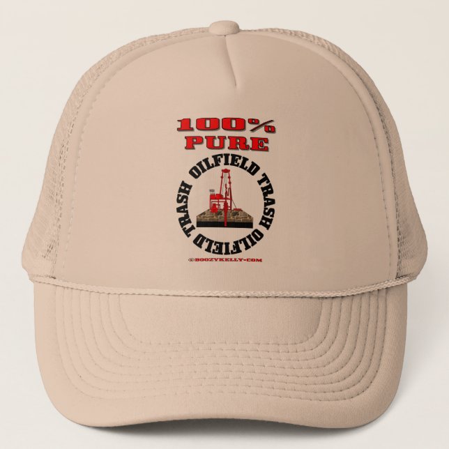 100% Pure Oil Field Trash,Oil Field Cap,Oil Rig Trucker Hat (Front)