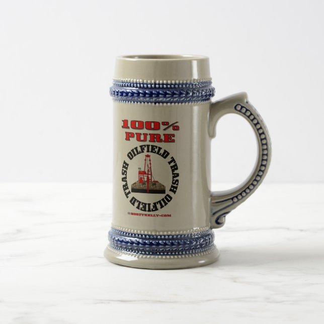 100% Pure Oil Field Trash,Oil Rig Beer Stein,Oil Stein (Right)