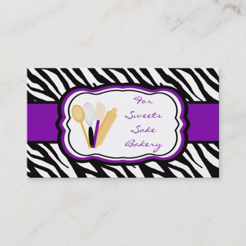 100 Purple Zebra Bakery Chef Business Card