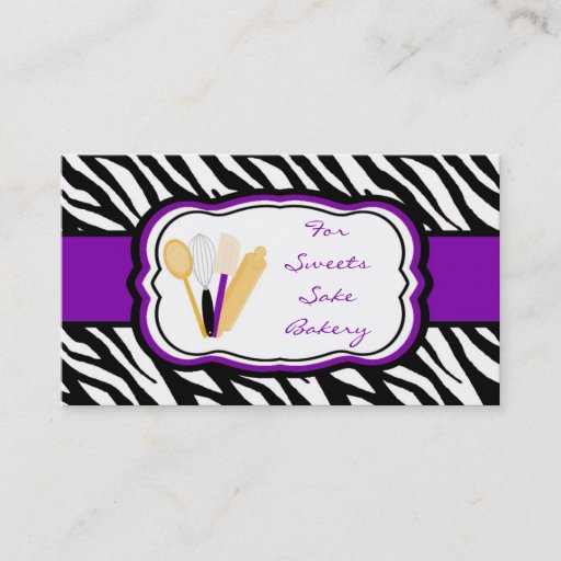Customizable 100 Purple Zebra Bakery Chef Business Card