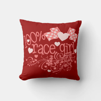 100% Race Girl Design Throw Pillow