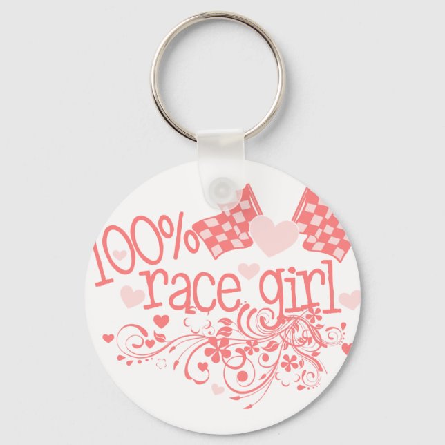 100% Race Girl Keychain (Front)