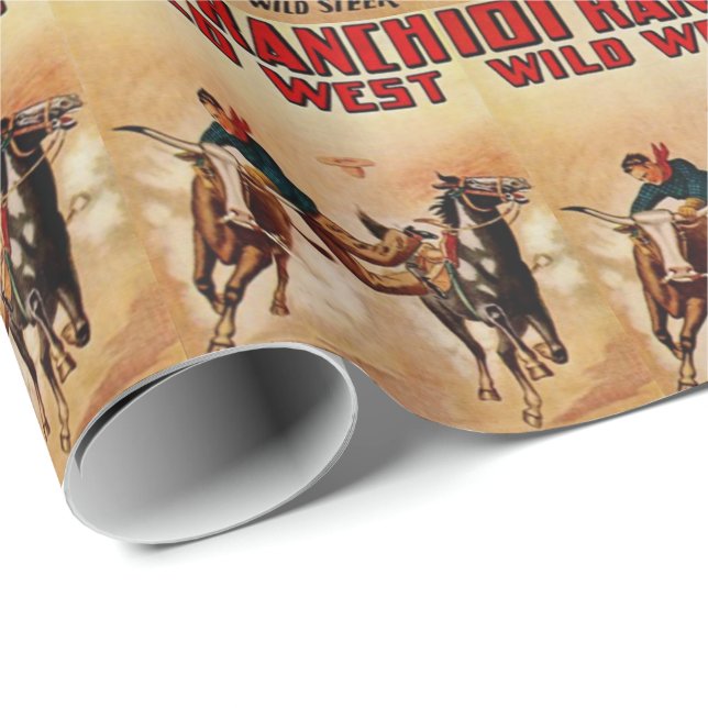 100 Ranch Wild West Rodeo Poster Print Wrapping Paper (Roll Corner)