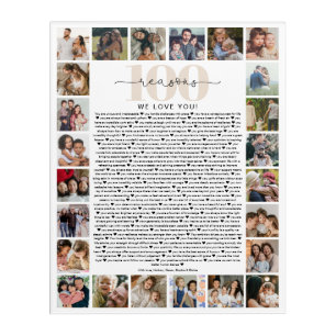 100 Reasons We Love You Photo Collage Keepsake Acrylic Print