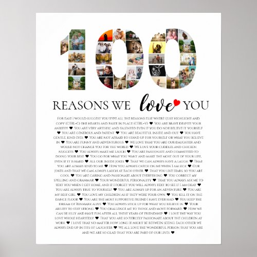 100 reasons why we love you birthday grandparent poster