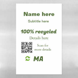 100% recycled add Q R code here business name Magnetic Dry Erase Sheet