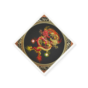 [100] Red and Yellow Dragons Napkins