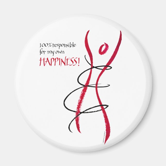 100%Responsible - round magnet (red+black) (Front)