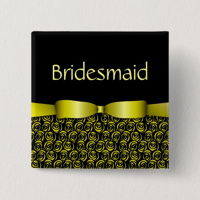 100 Rosettes Wedding Bridesmaid Buttons - Gold (Front)