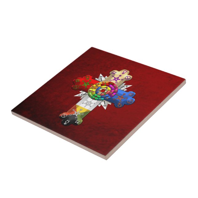 [100] Rosy Cross (Rose Croix) Ceramic Tile (Side)