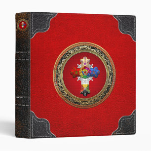 [100] Rosy Cross (Rose Croix) on Red & Gold 3 Ring Binder